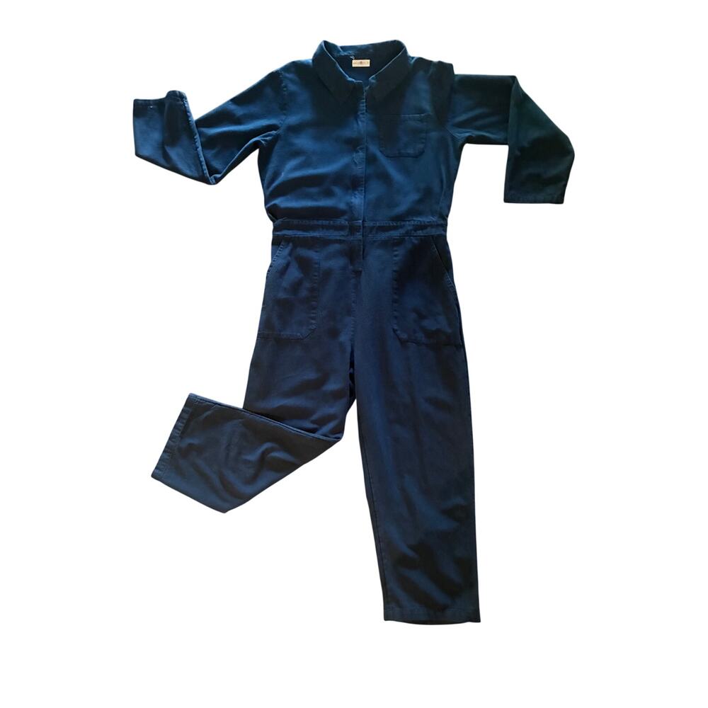 Natural Life Cotton Utility Jumpsuit Navy Blue Coveralls Long Sleeve
